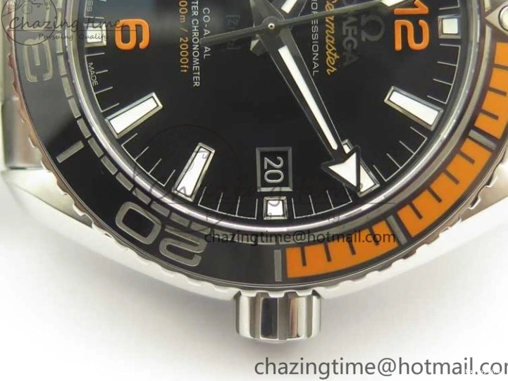 0420 Planet Ocean 43.5mm SS VSF 1:1 Best Edition Black Orange Bezel Black Dial on SS Bracelet A8900 Super Clone Breathable 8003